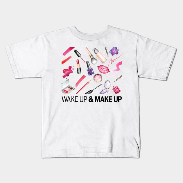 Make up artist funny print Kids T-Shirt by Simple Wishes Art